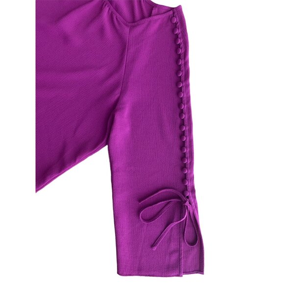 Christopher & Banks Womens Fuchsia Blouse With Button Detail & Tie Sleeves Large - Picture 9 of 12